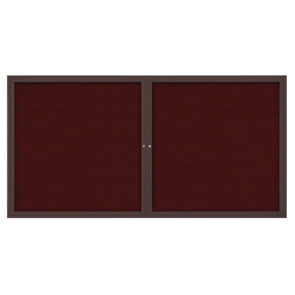 United Visual Products 72"x36" 3-Door Enclosed Outdoor Letterboard, Burgundy/Bronze UV1163D-BRONZE-BURGUN - main